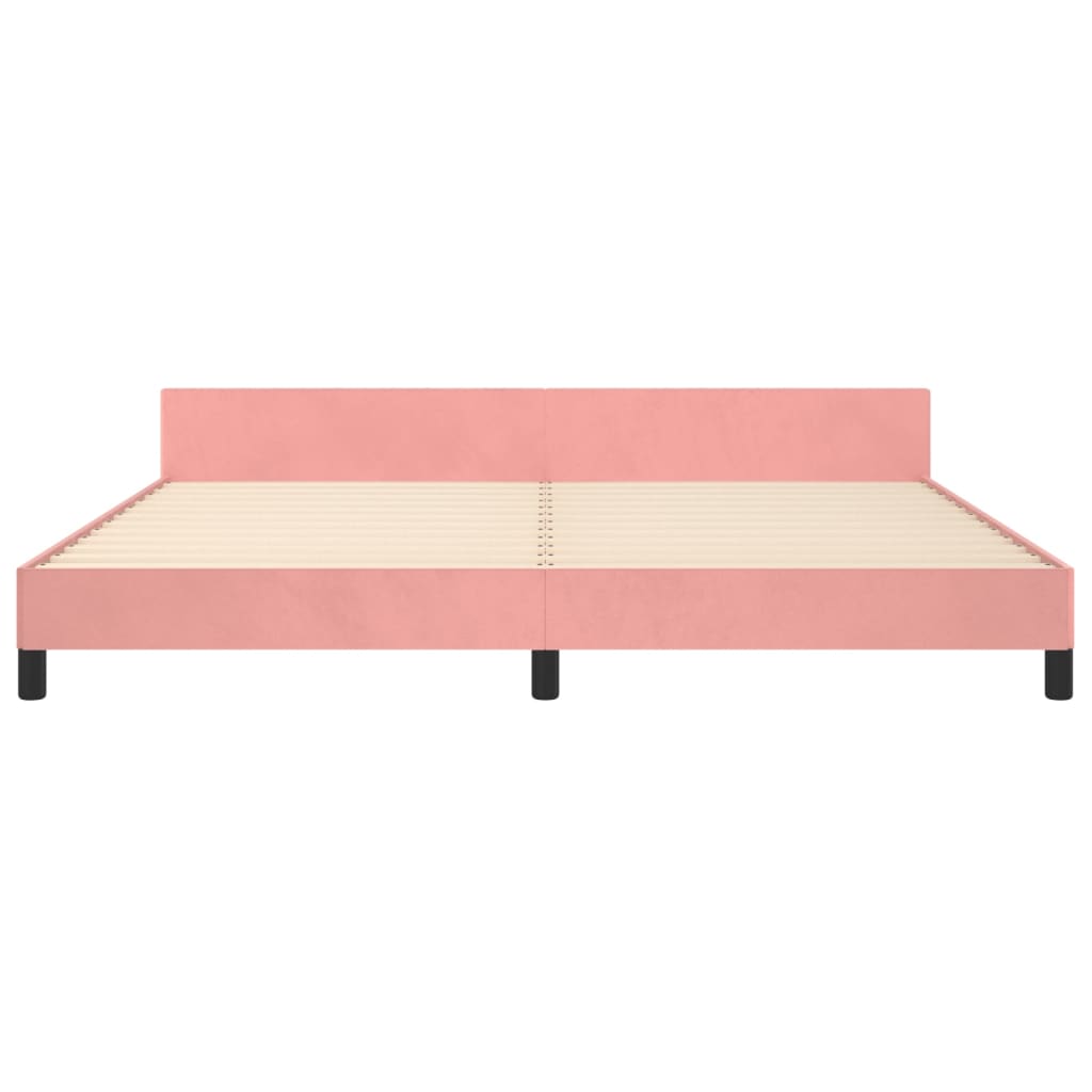 Bedframe met hoofdeinde fluweel roze 200x200 cm is nu te koop bij PeponiXL, paradijselijk wonen!