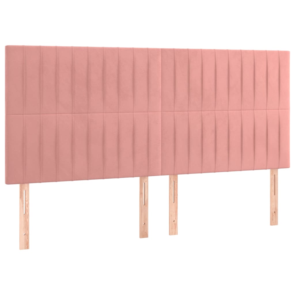 Bedframe met hoofdeinde fluweel roze 200x200 cm is nu te koop bij PeponiXL, paradijselijk wonen!