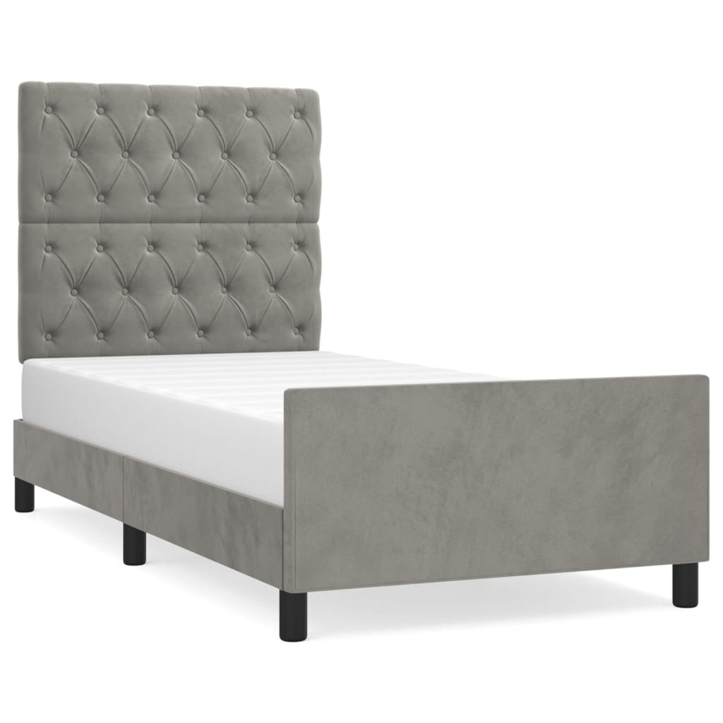 Bedframe zonder matras 80x200 cm fluweel lichtgrijs is nu te koop bij PeponiXL, paradijselijk wonen!