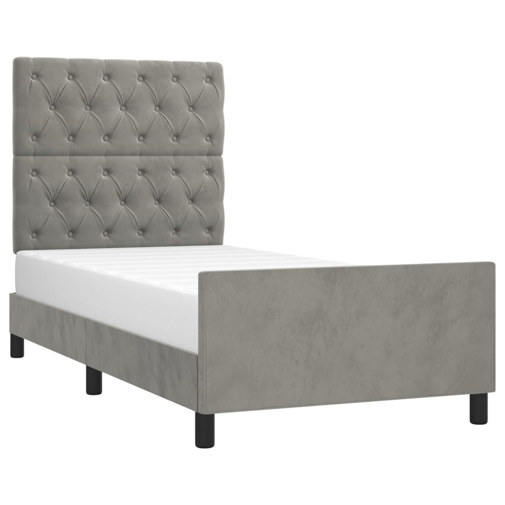 Bedframe zonder matras 80x200 cm fluweel lichtgrijs is nu te koop bij PeponiXL, paradijselijk wonen!