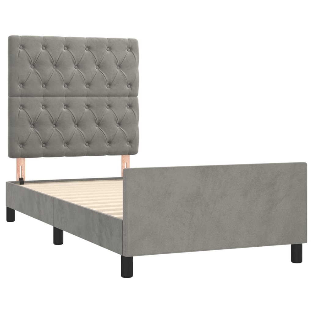 Bedframe zonder matras 80x200 cm fluweel lichtgrijs is nu te koop bij PeponiXL, paradijselijk wonen!
