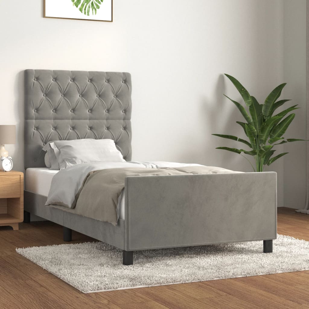 Bedframe zonder matras 80x200 cm fluweel lichtgrijs is nu te koop bij PeponiXL, paradijselijk wonen!