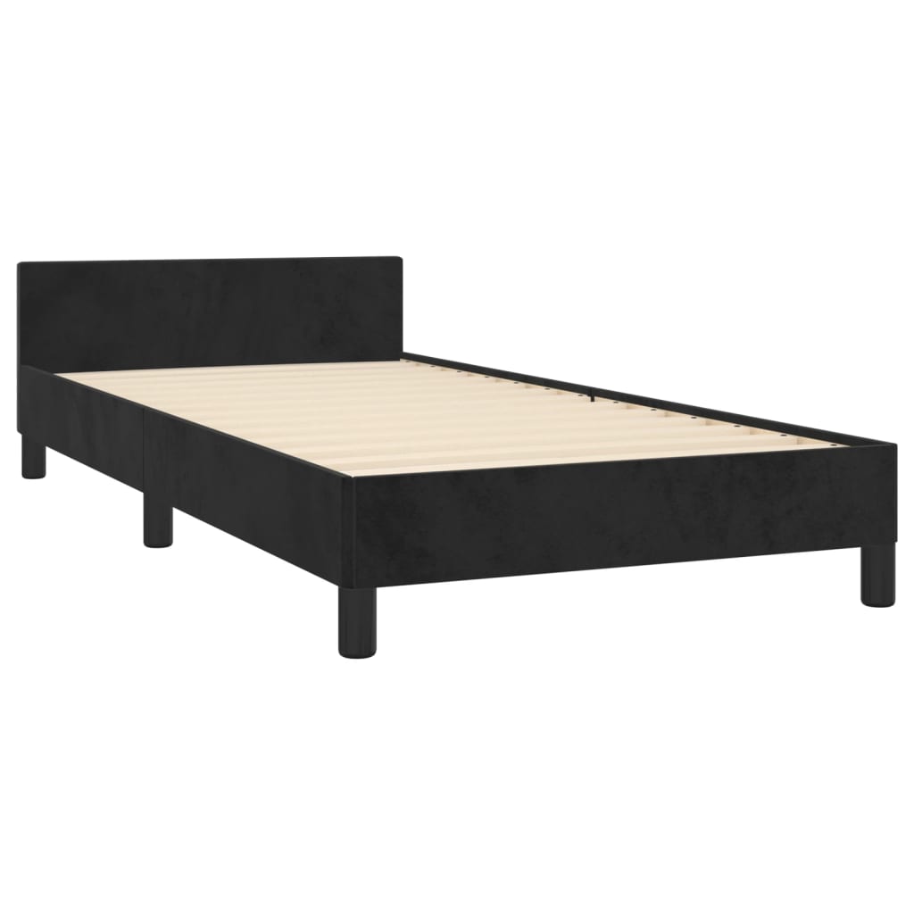 Bedframe met hoofdeinde fluweel zwart 80x200 cm is nu te koop bij PeponiXL, paradijselijk wonen!