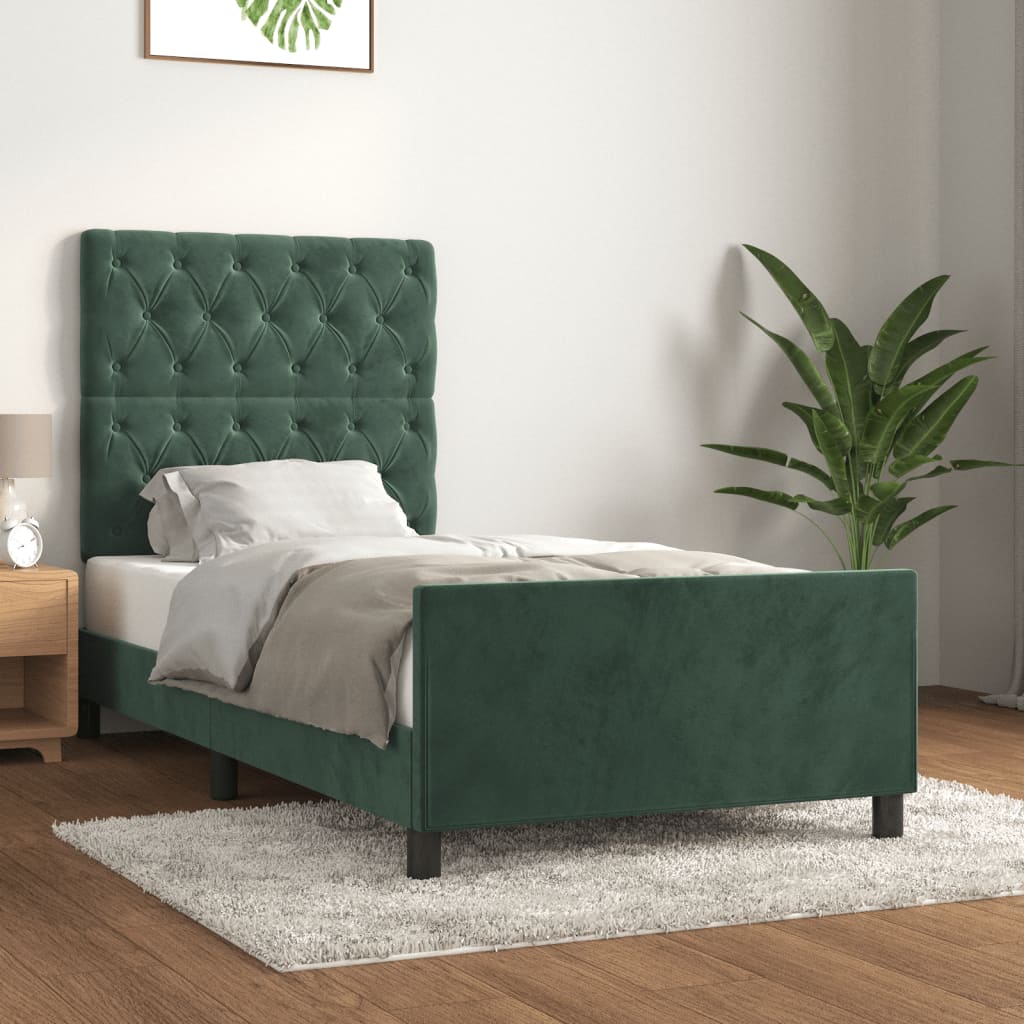 Bedframe zonder matras 80x200 cm fluweel donkergroen is nu te koop bij PeponiXL, paradijselijk wonen!