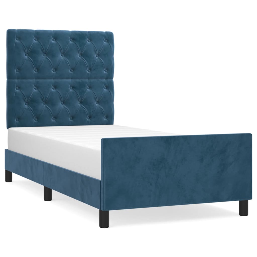 Bedframe zonder matras 80x200 cm fluweel donkerblauw is nu te koop bij PeponiXL, paradijselijk wonen!
