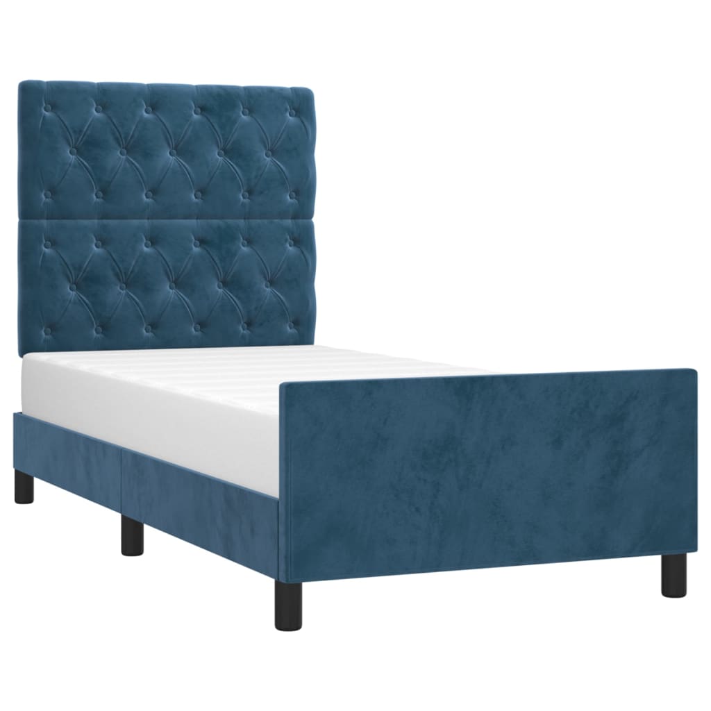 Bedframe zonder matras 80x200 cm fluweel donkerblauw is nu te koop bij PeponiXL, paradijselijk wonen!