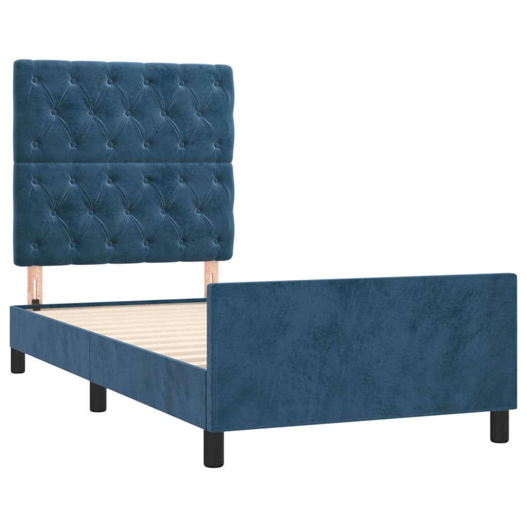 Bedframe zonder matras 80x200 cm fluweel donkerblauw is nu te koop bij PeponiXL, paradijselijk wonen!