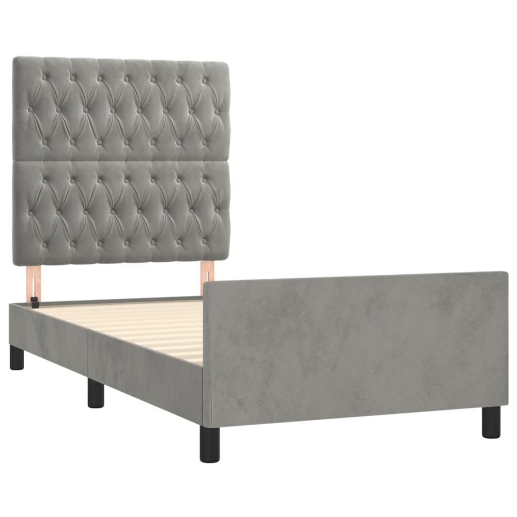 Bedframe zonder matras 90x190 cm fluweel lichtgrijs is nu te koop bij PeponiXL, paradijselijk wonen!