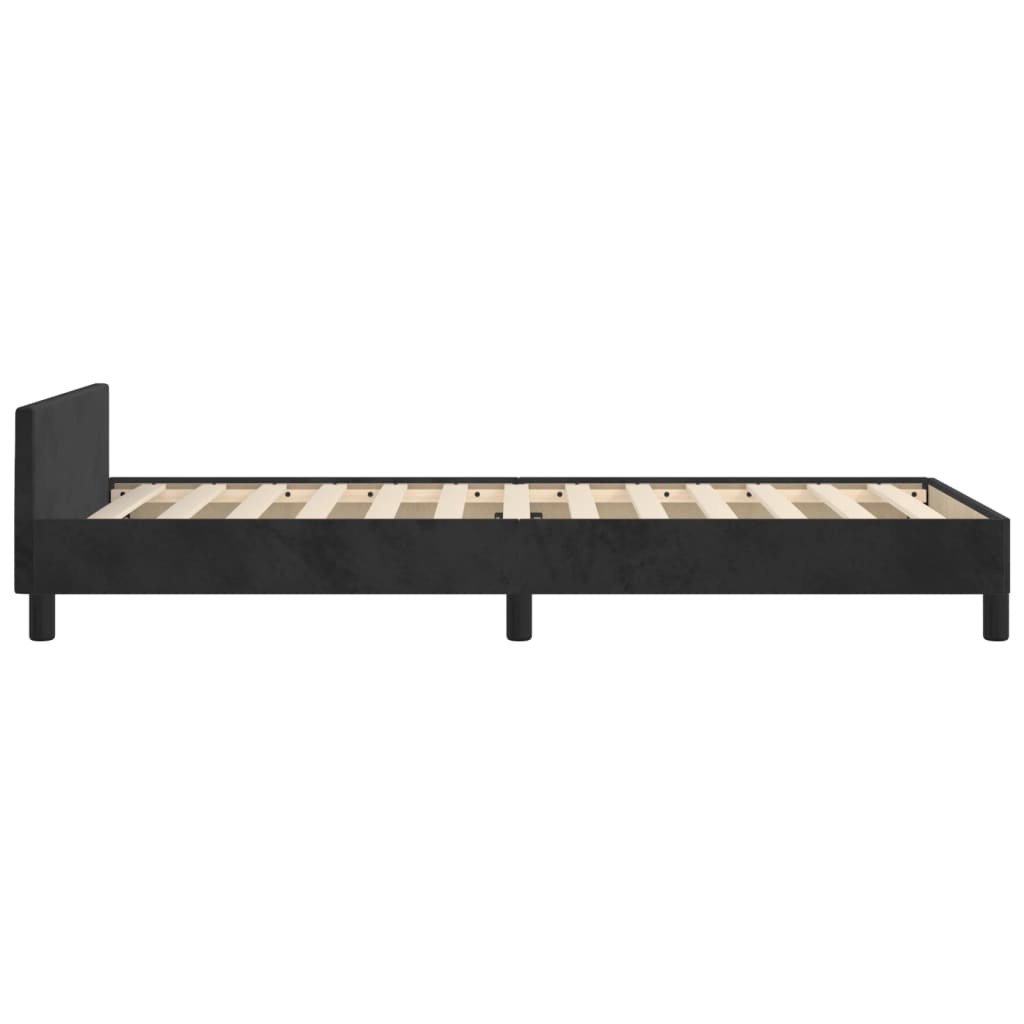 Bedframe met hoofdeinde fluweel zwart 90x190 cm is nu te koop bij PeponiXL, paradijselijk wonen!