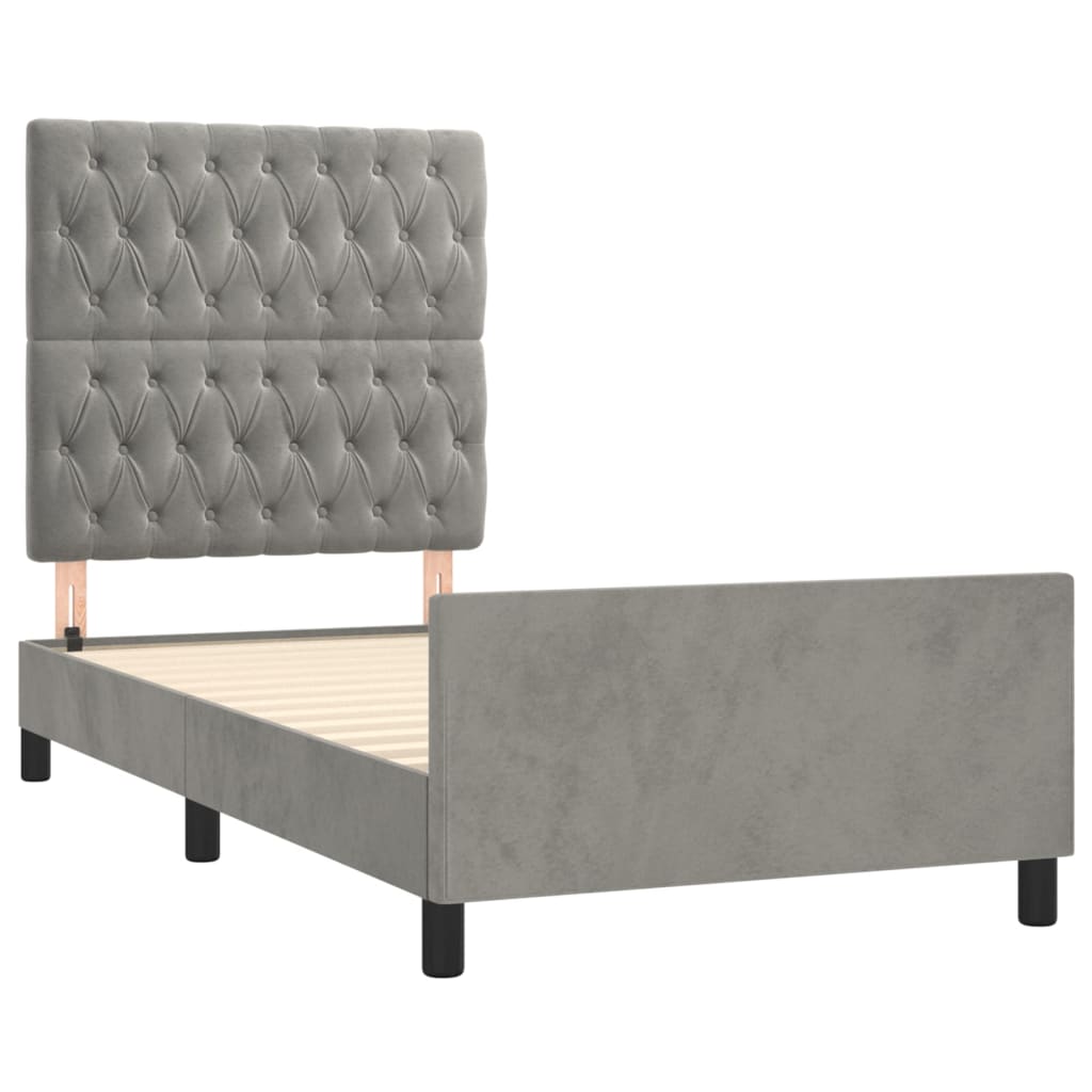 Bedframe zonder matras 90x200 cm fluweel lichtgrijs is nu te koop bij PeponiXL, paradijselijk wonen!