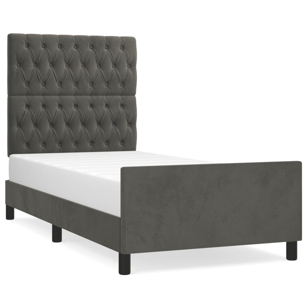Bedframe zonder matras 90x200 cm fluweel donkergrijs is nu te koop bij PeponiXL, paradijselijk wonen!