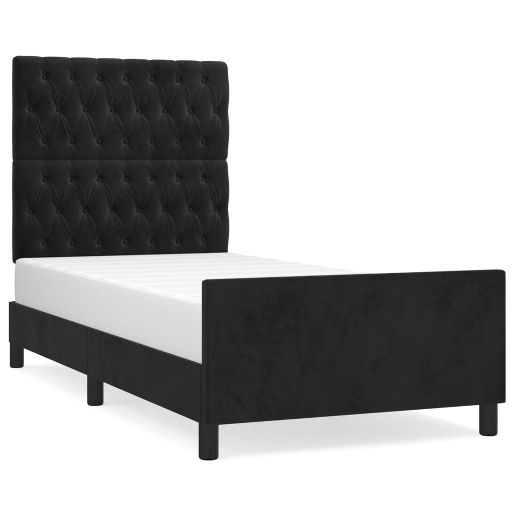 Bedframe met hoofdeinde fluweel zwart 90x200 cm is nu te koop bij PeponiXL, paradijselijk wonen!