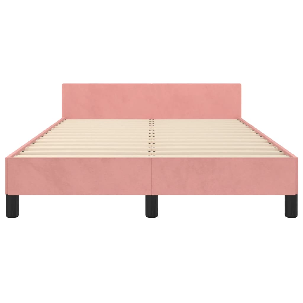Bedframe met hoofdeinde fluweel roze 120x200 cm is nu te koop bij PeponiXL, paradijselijk wonen!
