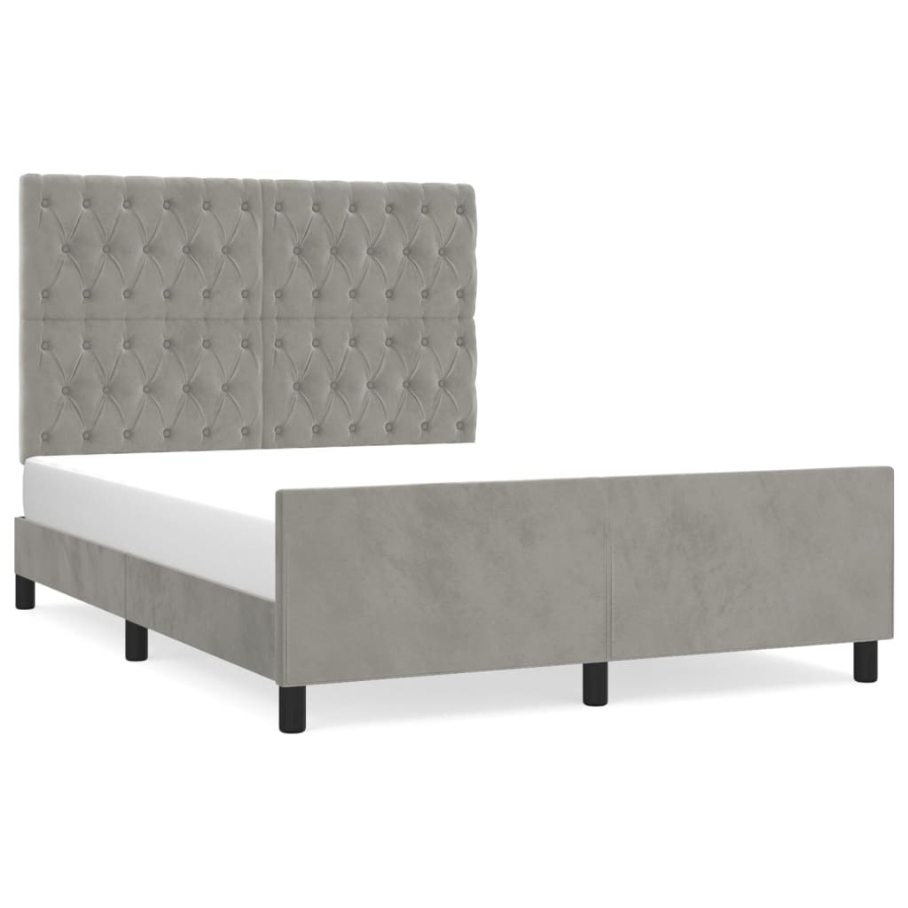 Bedframe zonder matras 140x190 cm fluweel lichtgrijs is nu te koop bij PeponiXL, paradijselijk wonen!