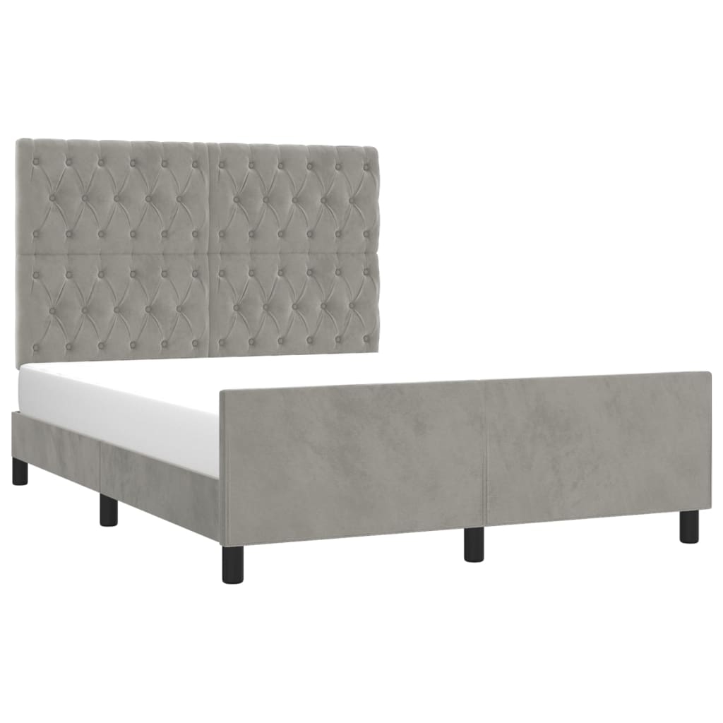 Bedframe zonder matras 140x190 cm fluweel lichtgrijs is nu te koop bij PeponiXL, paradijselijk wonen!