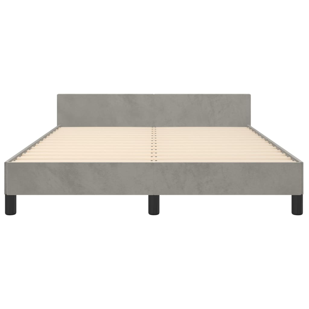Bedframe zonder matras 140x190 cm fluweel lichtgrijs is nu te koop bij PeponiXL, paradijselijk wonen!