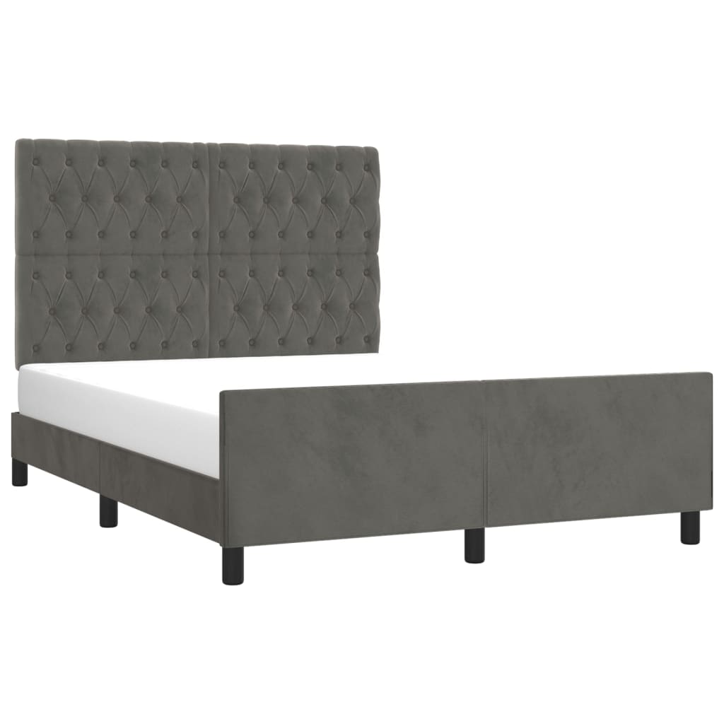 Bedframe zonder matras 140x190 cm fluweel donkergrijs is nu te koop bij PeponiXL, paradijselijk wonen!
