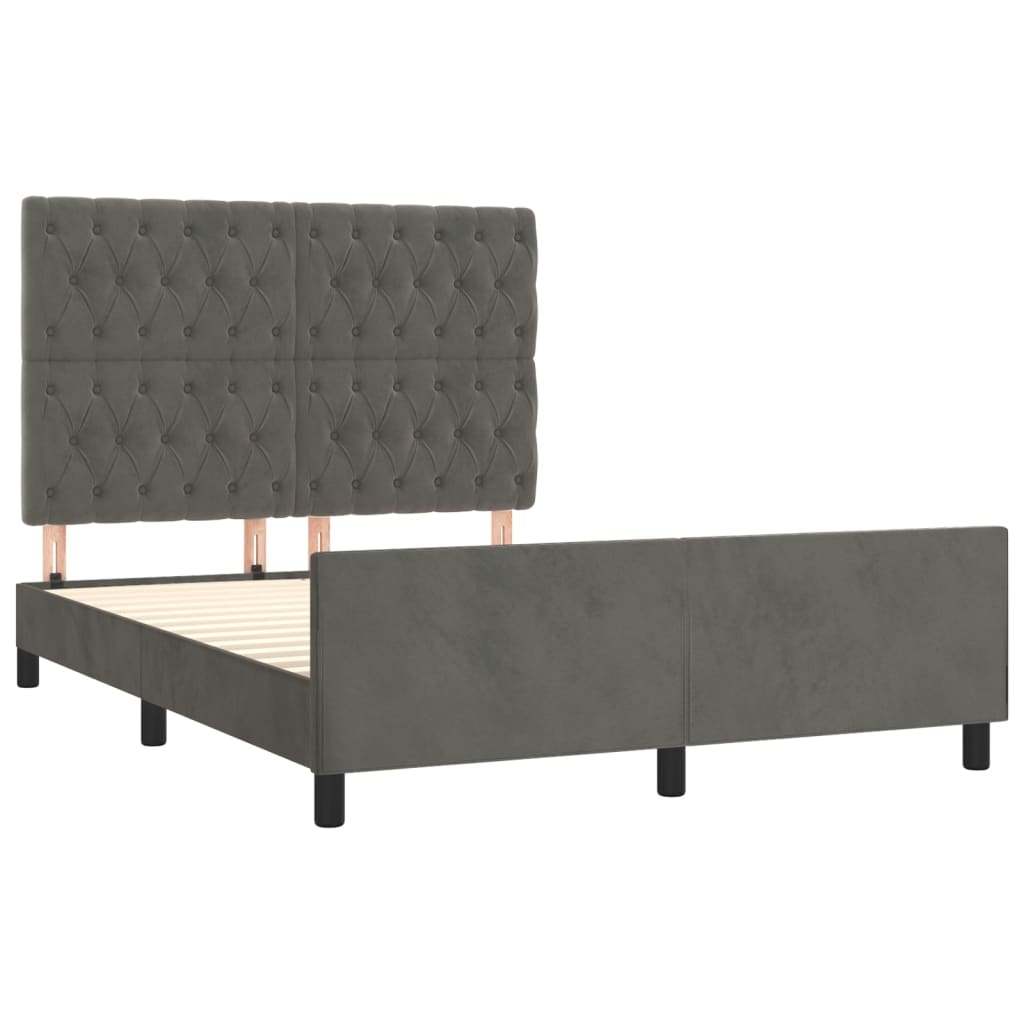 Bedframe zonder matras 140x190 cm fluweel donkergrijs is nu te koop bij PeponiXL, paradijselijk wonen!