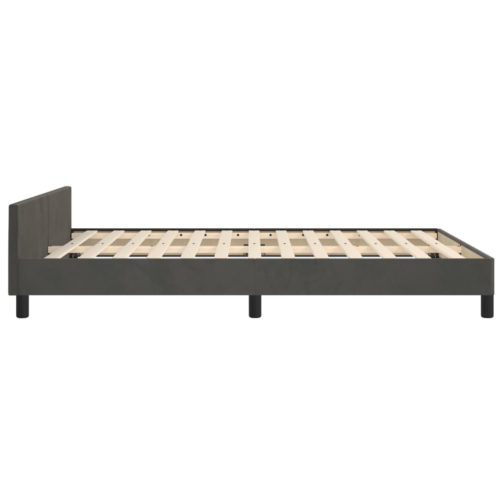 Bedframe zonder matras 140x190 cm fluweel donkergrijs is nu te koop bij PeponiXL, paradijselijk wonen!