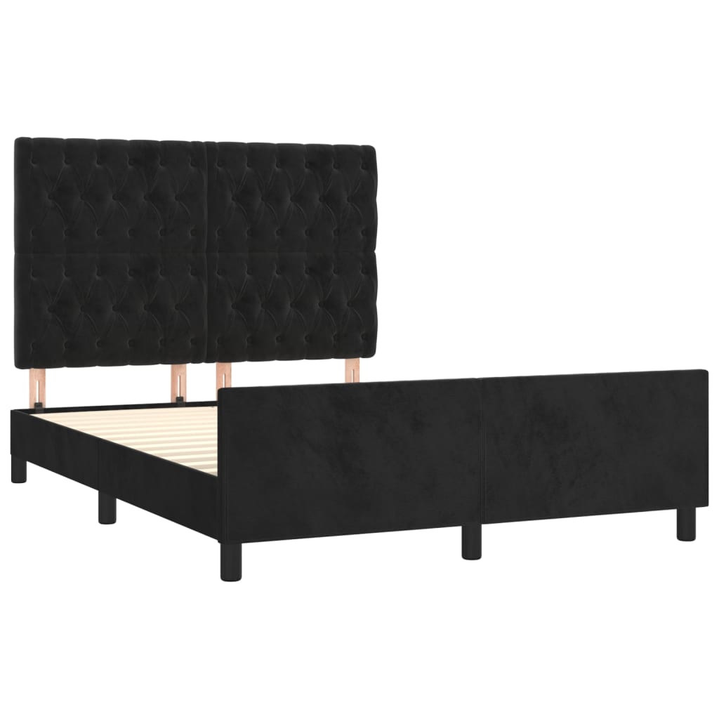 Bedframe zonder matras 140x190 cm fluweel zwart is nu te koop bij PeponiXL, paradijselijk wonen!