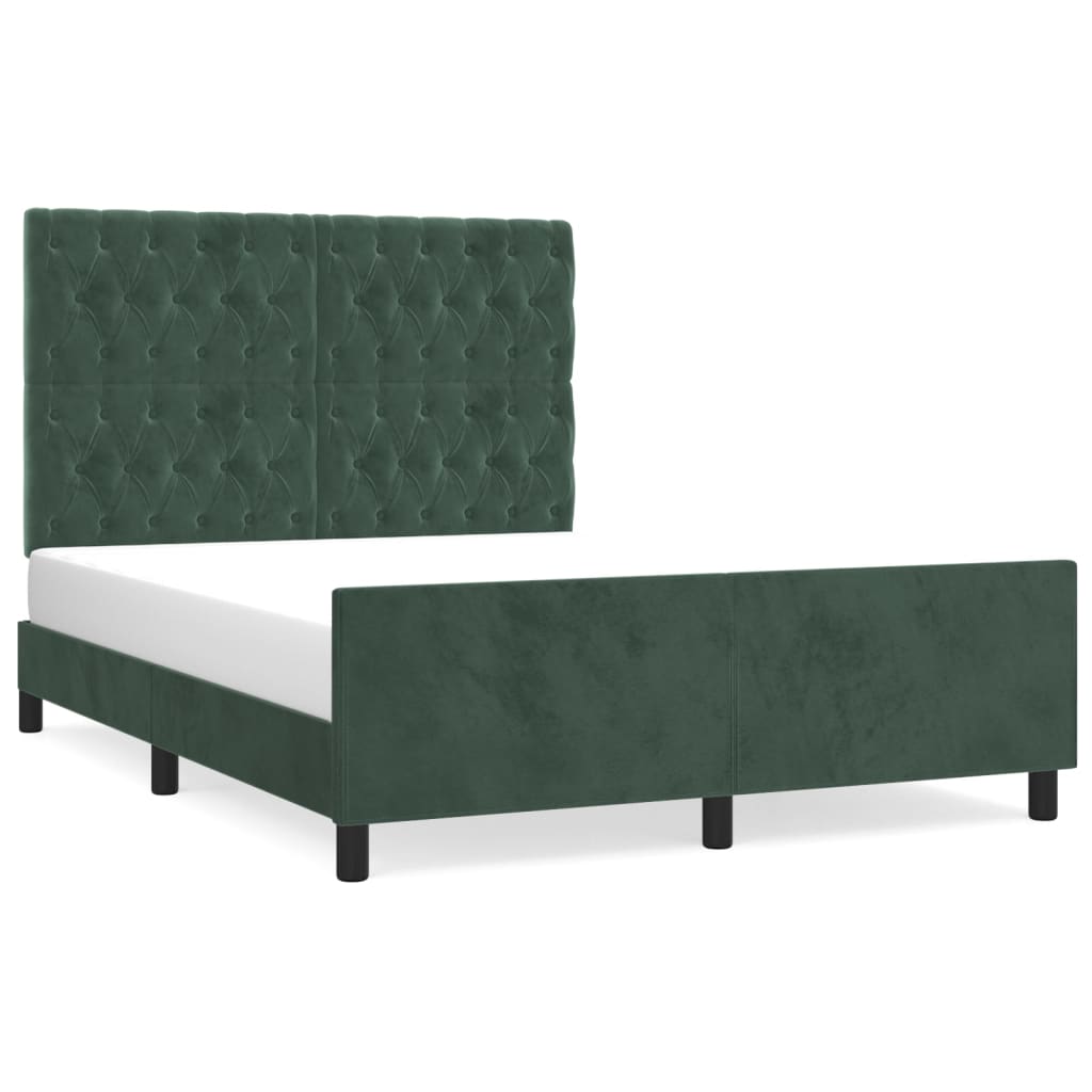 Bedframe zonder matras 140x190 cm fluweel donkergroen is nu te koop bij PeponiXL, paradijselijk wonen!