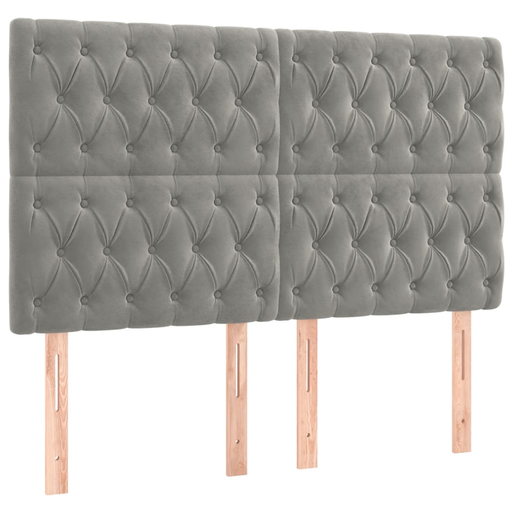 Bedframe zonder matras 140x200 cm fluweel lichtgrijs is nu te koop bij PeponiXL, paradijselijk wonen!