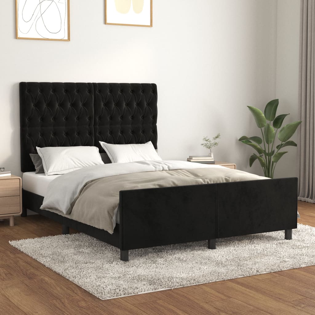 Bedframe zonder matras 140x200 cm fluweel zwart is nu te koop bij PeponiXL, paradijselijk wonen!