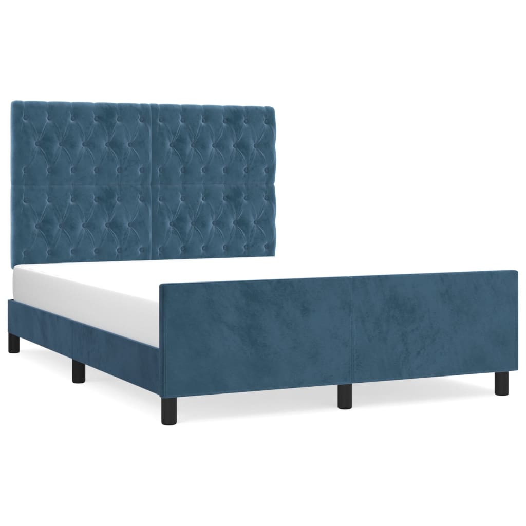 Bedframe zonder matras 140x200 cm fluweel donkerblauw is nu te koop bij PeponiXL, paradijselijk wonen!