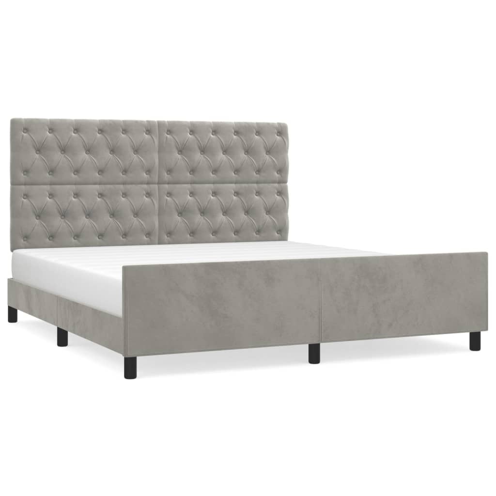 Bedframe zonder matras 160x200 cm fluweel lichtgrijs is nu te koop bij PeponiXL, paradijselijk wonen!