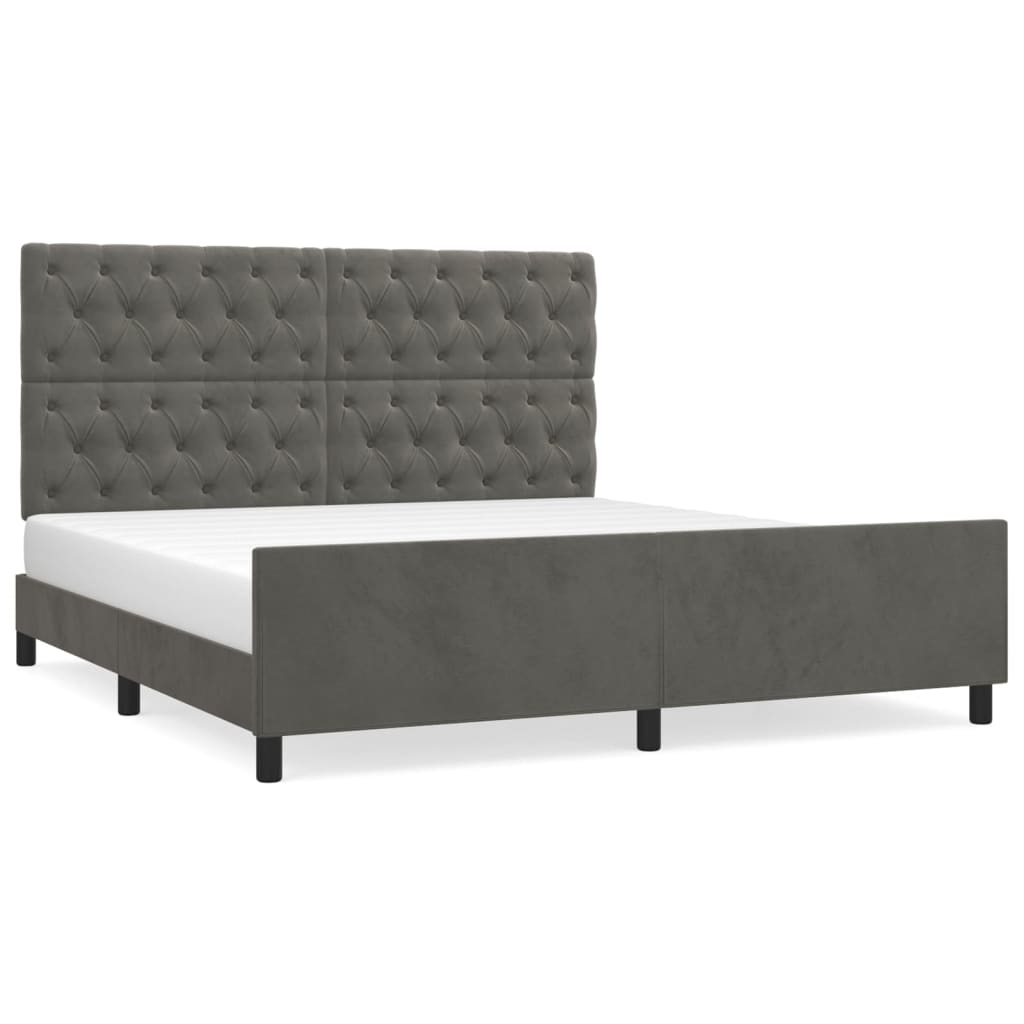 Bedframe zonder matras 160x200 cm fluweel donkergrijs is nu te koop bij PeponiXL, paradijselijk wonen!