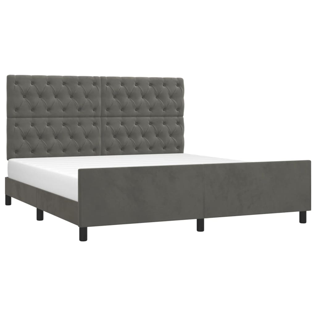 Bedframe zonder matras 160x200 cm fluweel donkergrijs is nu te koop bij PeponiXL, paradijselijk wonen!