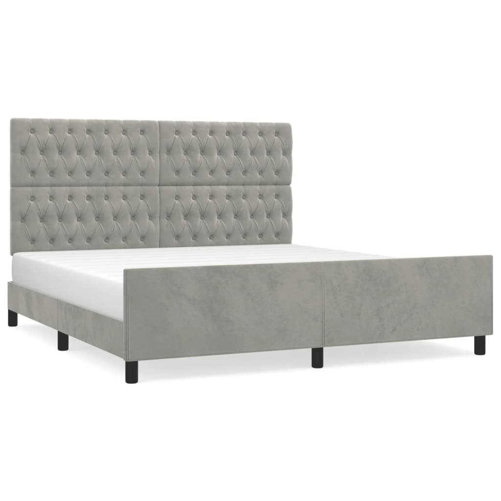 Bedframe met hoofdeinde fluweel lichtgrijs 180x200 cm is nu te koop bij PeponiXL, paradijselijk wonen!
