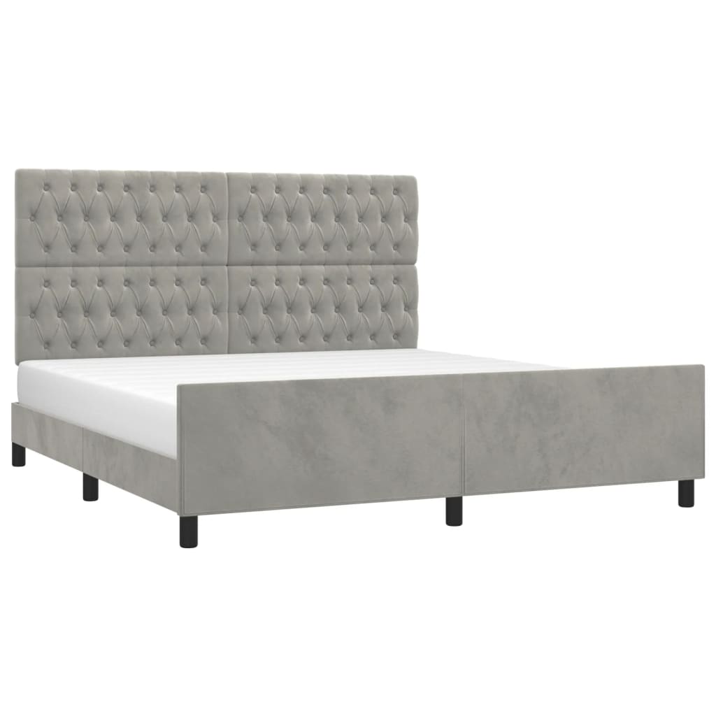 Bedframe met hoofdeinde fluweel lichtgrijs 180x200 cm is nu te koop bij PeponiXL, paradijselijk wonen!