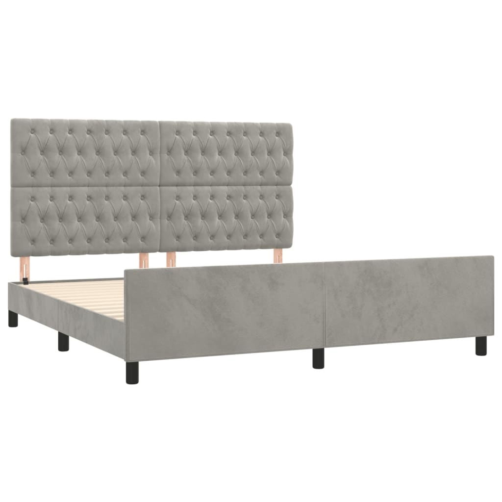 Bedframe met hoofdeinde fluweel lichtgrijs 180x200 cm is nu te koop bij PeponiXL, paradijselijk wonen!