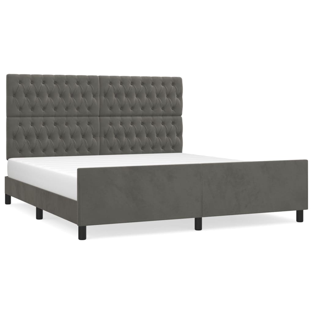 Bedframe met hoofdeinde fluweel donkergrijs 180x200 cm is nu te koop bij PeponiXL, paradijselijk wonen!