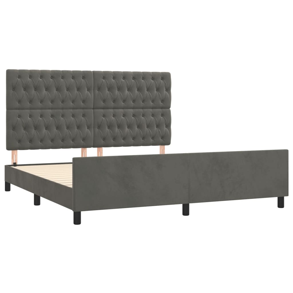 Bedframe met hoofdeinde fluweel donkergrijs 180x200 cm is nu te koop bij PeponiXL, paradijselijk wonen!
