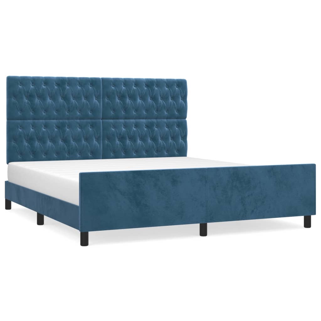 Bedframe met hoofdeinde fluweel donkerblauw 180x200 cm is nu te koop bij PeponiXL, paradijselijk wonen!