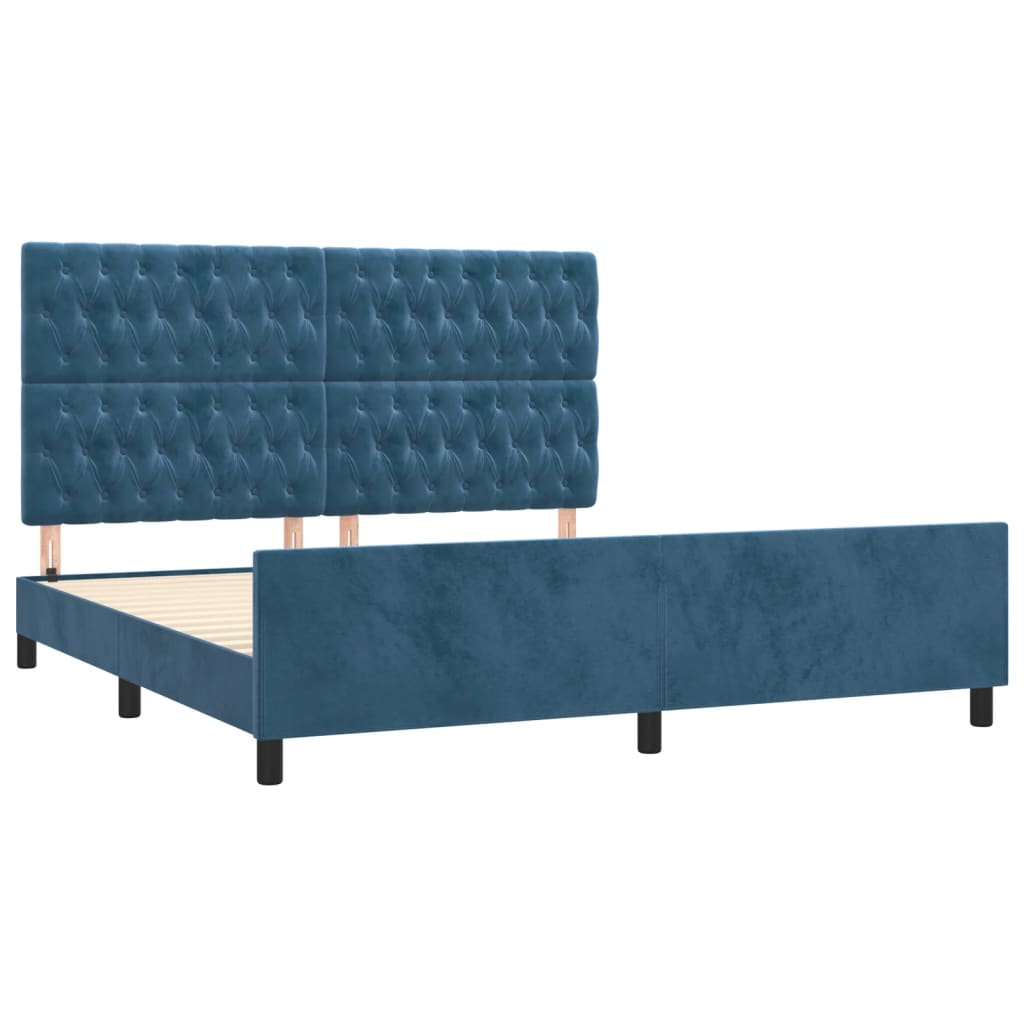 Bedframe met hoofdeinde fluweel donkerblauw 180x200 cm is nu te koop bij PeponiXL, paradijselijk wonen!