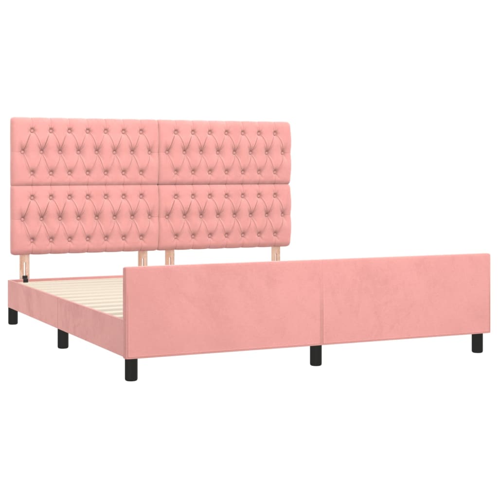 Bedframe met hoofdeinde fluweel roze 180x200 cm is nu te koop bij PeponiXL, paradijselijk wonen!