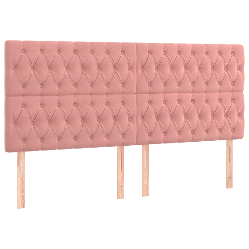 Bedframe met hoofdeinde fluweel roze 180x200 cm is nu te koop bij PeponiXL, paradijselijk wonen!