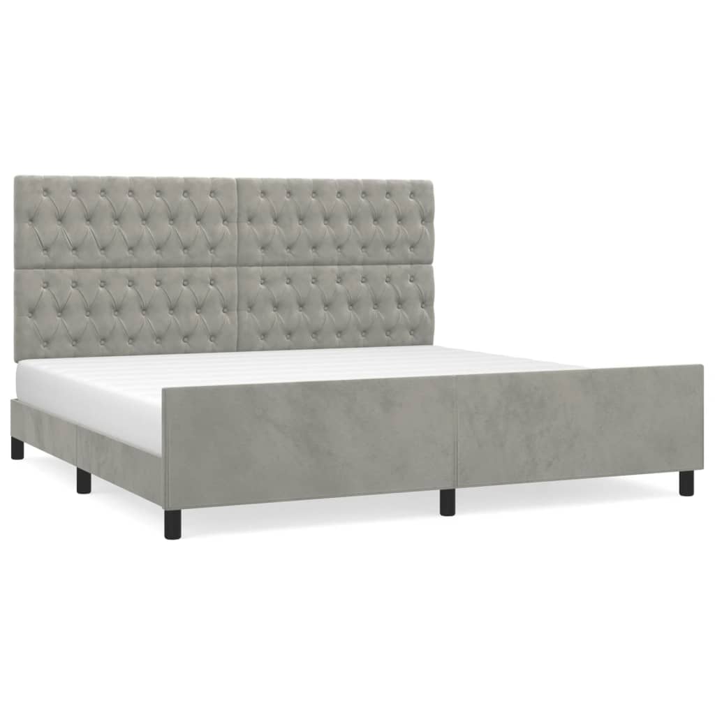 Bedframe zonder matras 200x200 cm fluweel lichtgrijs is nu te koop bij PeponiXL, paradijselijk wonen!
