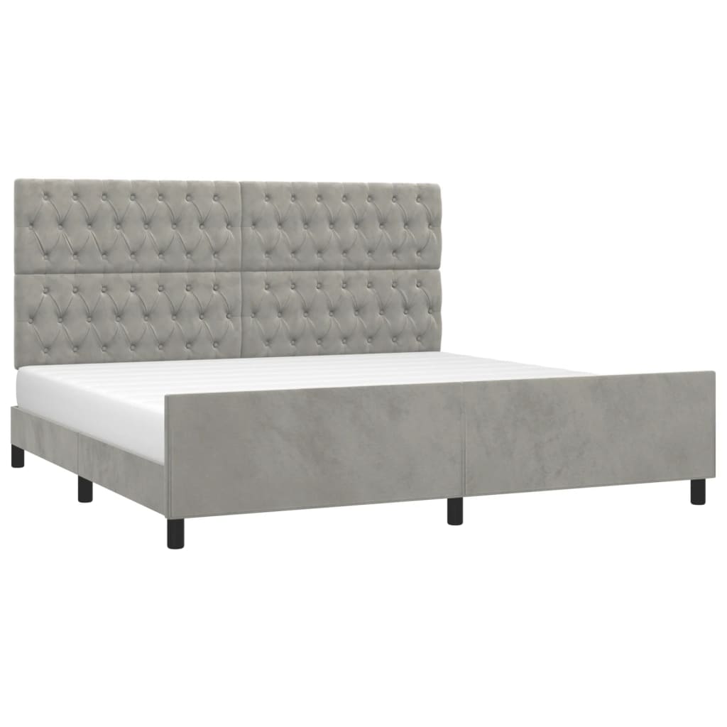 Bedframe zonder matras 200x200 cm fluweel lichtgrijs is nu te koop bij PeponiXL, paradijselijk wonen!