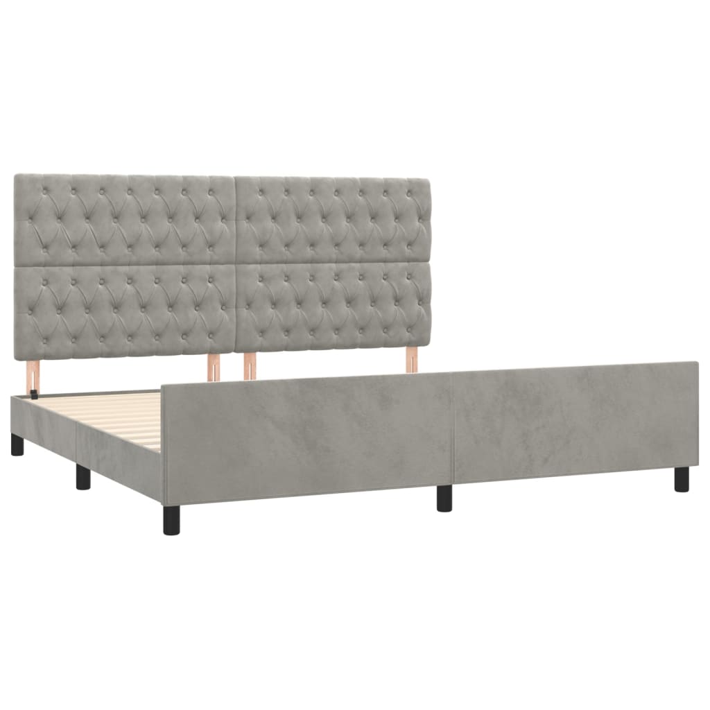 Bedframe zonder matras 200x200 cm fluweel lichtgrijs is nu te koop bij PeponiXL, paradijselijk wonen!