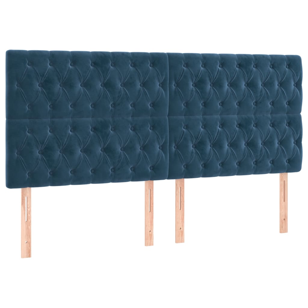 Bedframe zonder matras 200x200 cm fluweel donkerblauw is nu te koop bij PeponiXL, paradijselijk wonen!