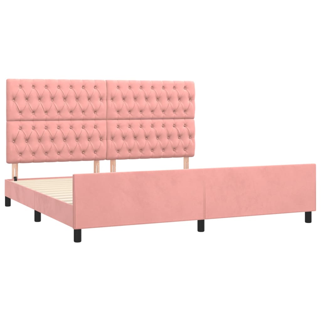 Bedframe met hoofdeinde fluweel roze 200x200 cm is nu te koop bij PeponiXL, paradijselijk wonen!