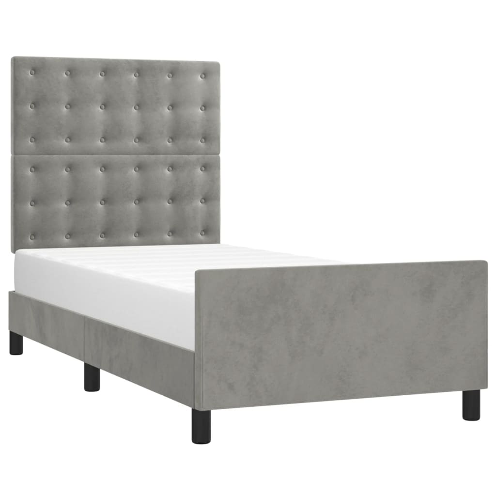 Bedframe zonder matras 80x200 cm fluweel lichtgrijs is nu te koop bij PeponiXL, paradijselijk wonen!