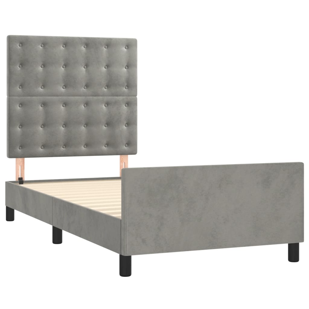 Bedframe zonder matras 80x200 cm fluweel lichtgrijs is nu te koop bij PeponiXL, paradijselijk wonen!
