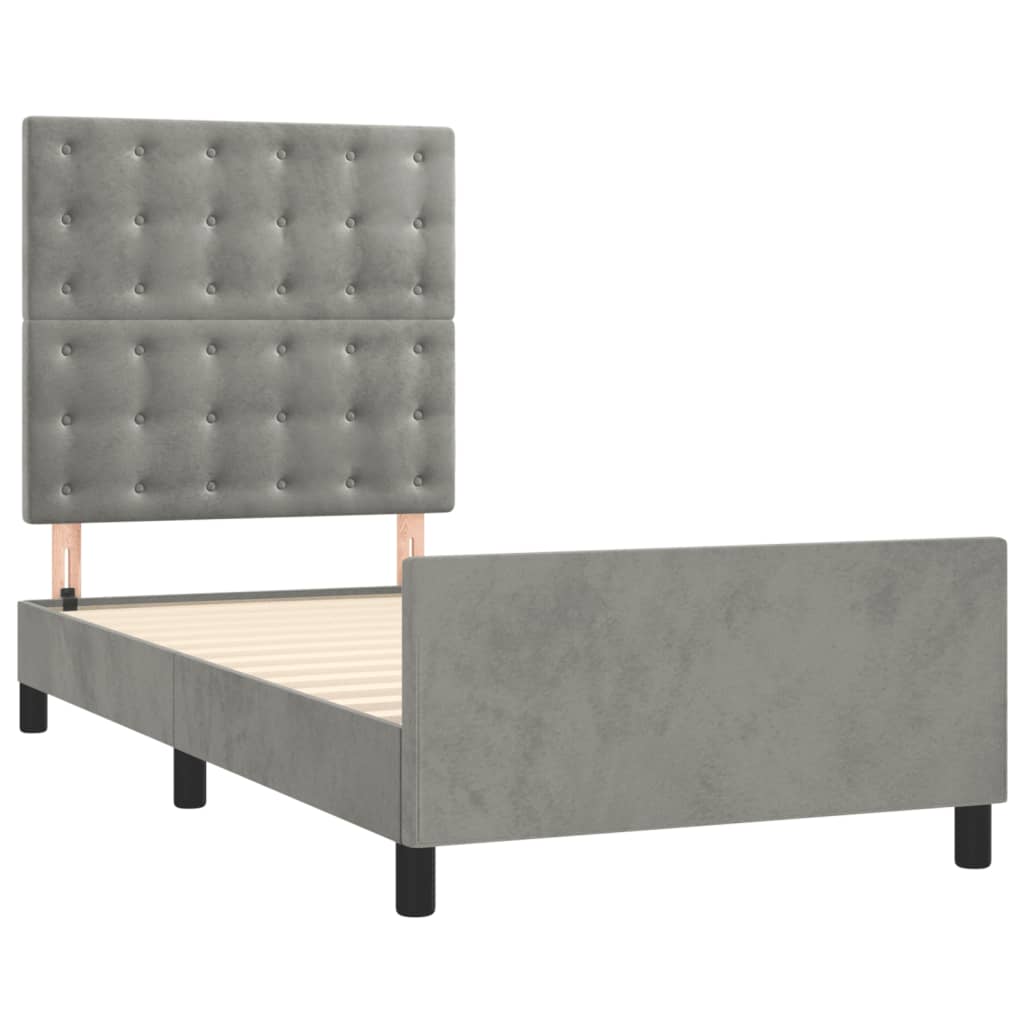 Bedframe zonder matras 90x190 cm fluweel lichtgrijs is nu te koop bij PeponiXL, paradijselijk wonen!