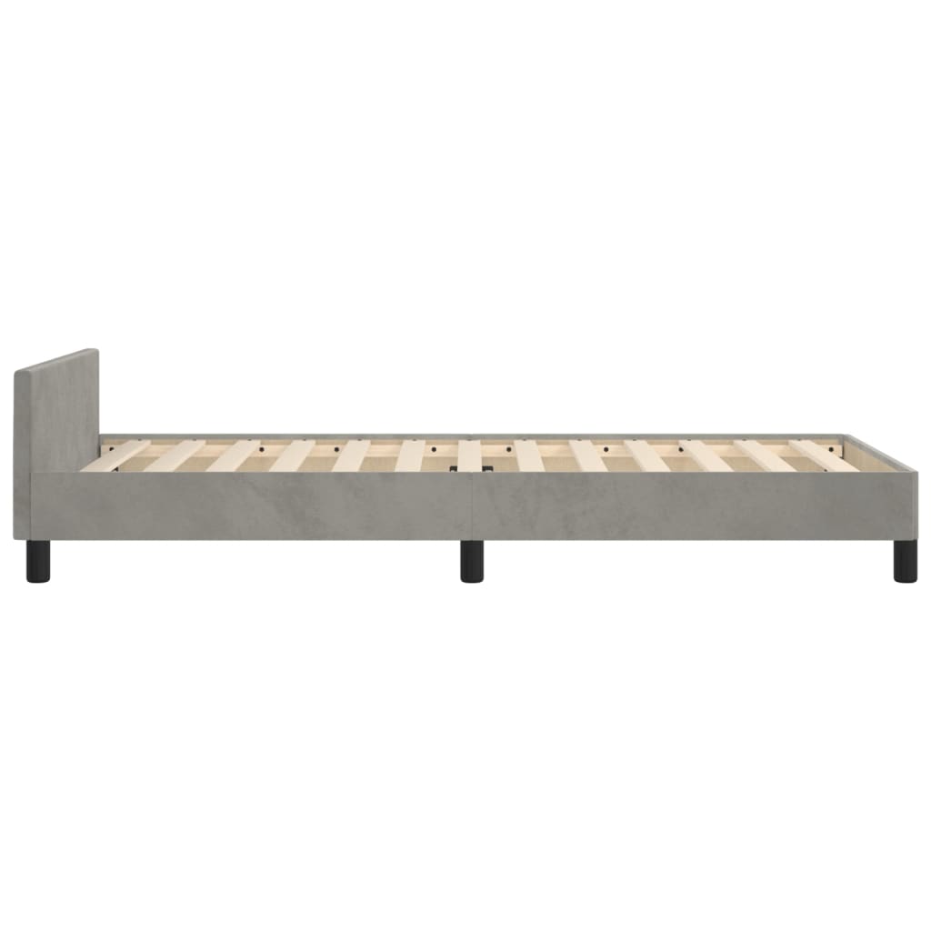 Bedframe zonder matras 90x190 cm fluweel lichtgrijs is nu te koop bij PeponiXL, paradijselijk wonen!