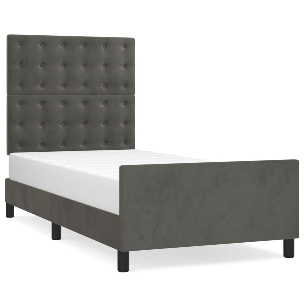 Bedframe zonder matras 90x190 cm fluweel donkergrijs is nu te koop bij PeponiXL, paradijselijk wonen!